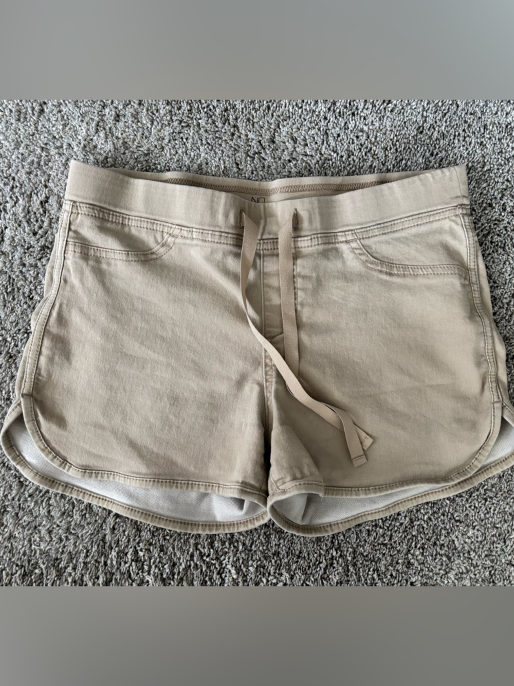 NOBO Mid Rise Junior Women’s Drawstring Light Khaki Shorts Size L 11-13